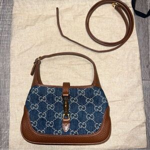 “Jackie” MINI Gucci Brown and Blue Women's Bag